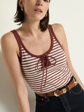 NWT Nation LTD Jil Lace-Up Tank Top in Sable Stripe, Size Large